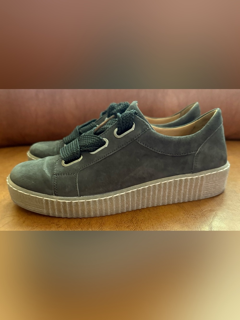 Gabor 73.333.18 Mohair Color Suede Sneakers Gray Ribbon Lace Comfort Shoes US 8 - Picture 7 of 12